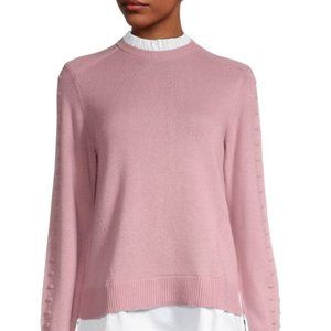 Ted Baker layered dusky pink ruffle collar wool sweater 6 US NWOT